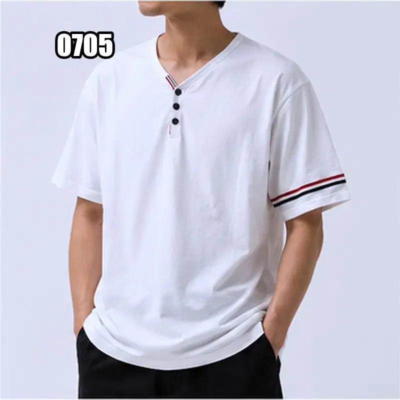 [BUNJANG] Vintage XL Three-Striped Short Sleeve T-Shirt / XL VTG 빈티지 소매 삼선 스트라이프 반팔 티셔츠