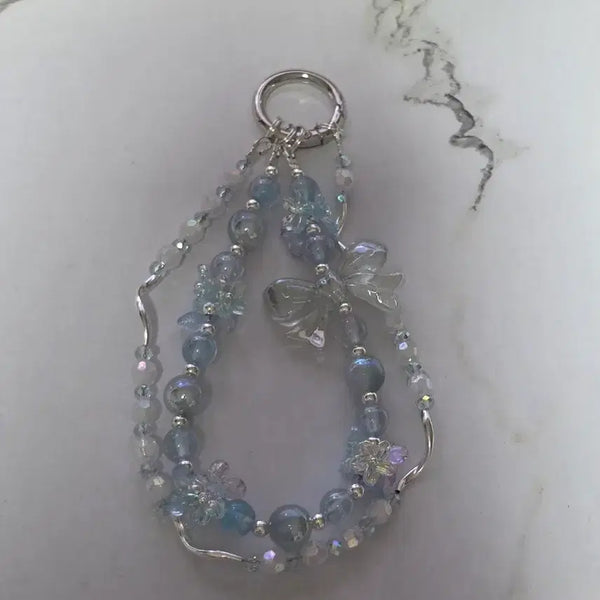 [BUNJANG] Sky Blue Ribbon Beaded Keychain / 하늘색 낭낭한 리본 비즈 키링