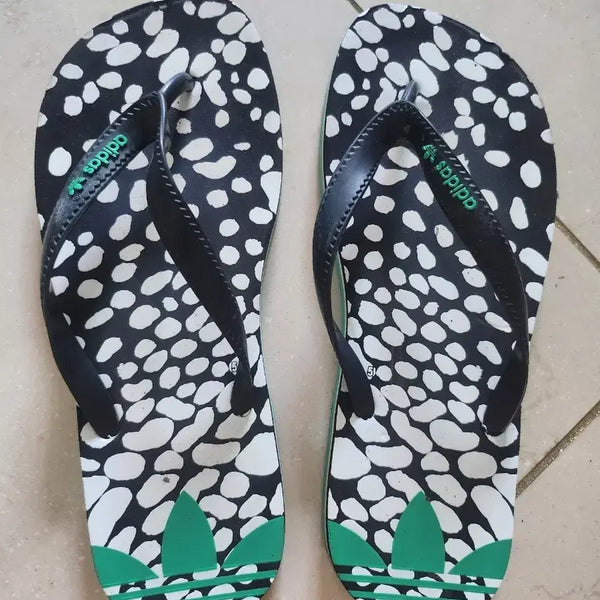 [BUNJANG] Adidas Adilette Shower Slides Green/White Pattern / 아디다스 쪼리 검/흰/초록 패턴
