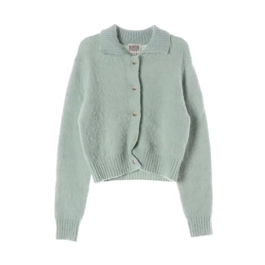 [BUNJANG] Marithe Francois Girbaud 25FW W Hairy Collar Cardigan Mint / 마리떼 프랑소와 저버 25FW W 헤어리 카라 가디건 민트