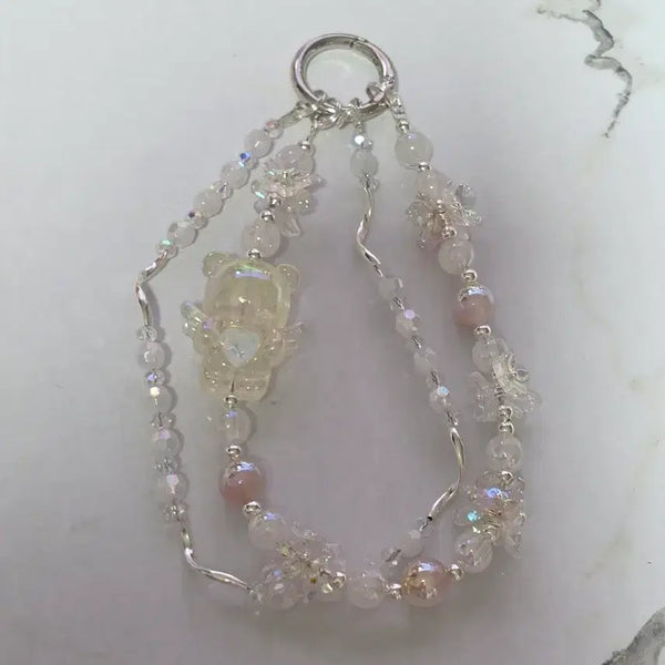 [BUNJANG] Handmade Bear Charm Beaded Keychain / 곰돌이 포인트 비즈 키링