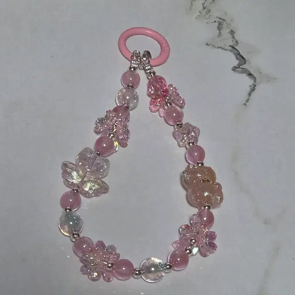 [BUNJANG] Handmade Beaded Keychain with Pink Accent / 핑크색 포인트 자글자글 비즈 키링