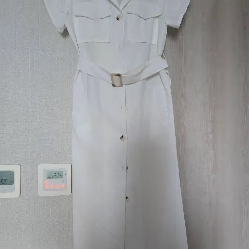 [BUNJANG] White Belt Long Dress / 화이트 벨트원피스