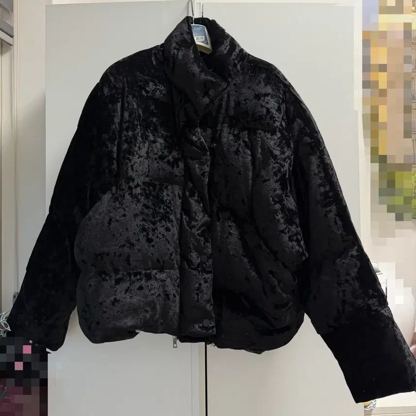 [BUNJANG] Velvet Down Padded Jacket Black / 덕다운 벨벳 패딩 블랙