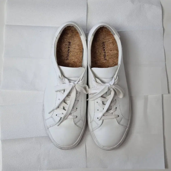 [BUNJANG] Beanpole White Leather Sneakers 270 / 빈폴 정품 화이트 레더 스니커즈 270