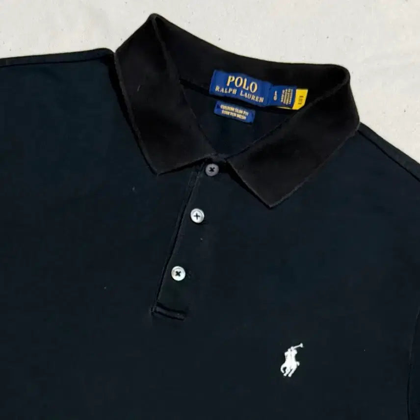 [BUNJANG] Polo Ralph Lauren Custom Slim Fit Stretch Mesh Black Polo T-Shirt / 폴로 랄프로렌 커스텀 슬림핏 스트레치 메쉬 블랙 카라 반팔티