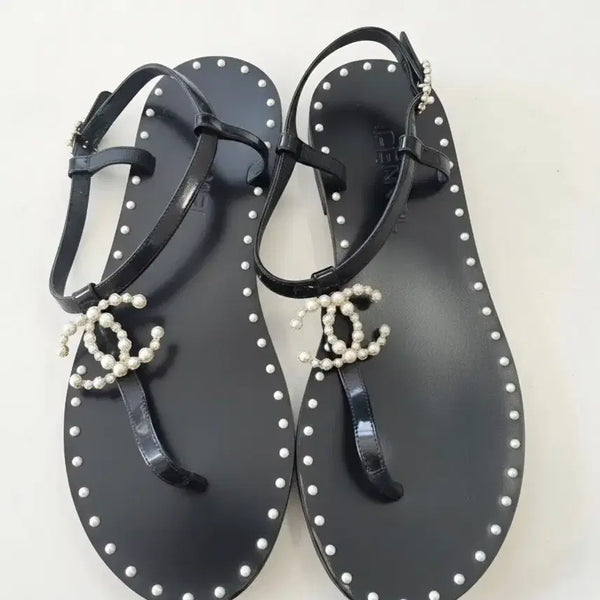 [BUNJANG] Chanel Pearl CC Flip-Flop Sandals / [200%정품] 샤넬 진주 CC 쪼리 샌달