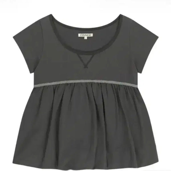 [BUNJANG] KOSEIO Lace Balloon T-Shirt Dark Grey Size 1 / [새상품] 코이세이오 레이스 벌룬 티셔츠 다크 그레이 1사이즈