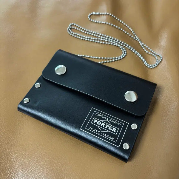 [BUNJANG] Porter Studded Leather Card Case Wallet Black / PORTER 포터 스터드 레더 카드 케이스 지갑 월렛 블랙