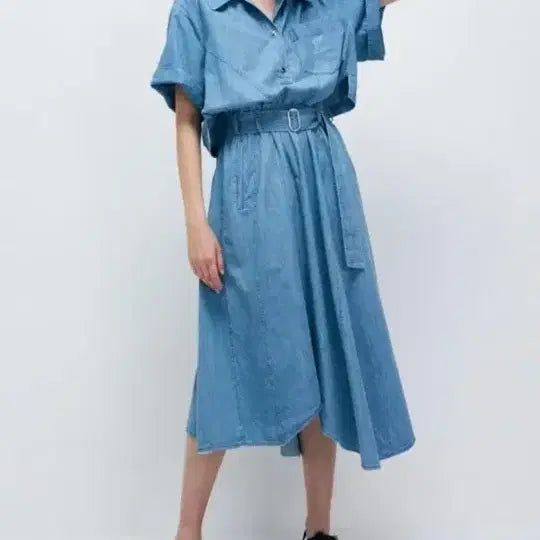 [BUNJANG] System Denim Shirt Long Dress / 시스템 데님 셔츠 롱원피스