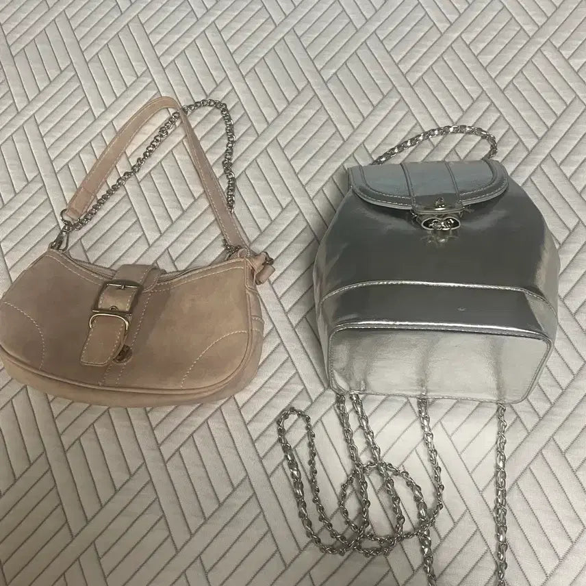 [BUNJANG] Pink Shoulder Bag, Silver Bag / 핑크 숄더백, 실버 백 2개