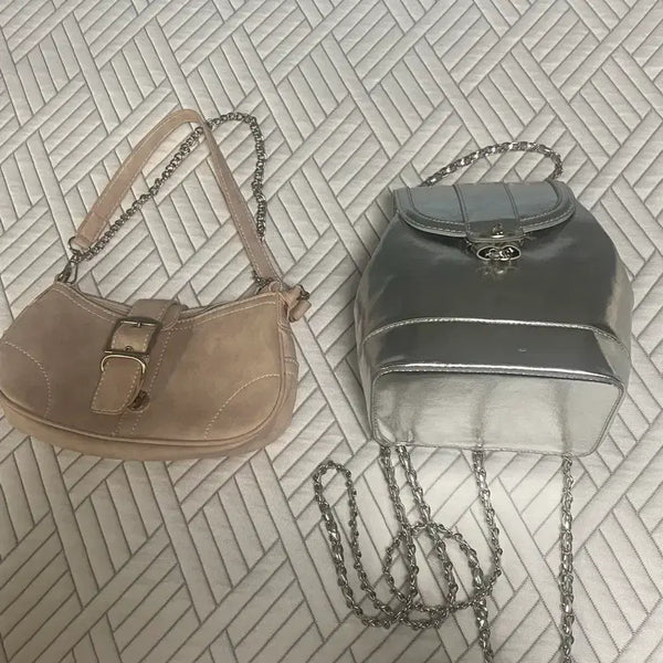 [BUNJANG] Pink Shoulder Bag, Silver Bag / 핑크 숄더백, 실버 백 2개