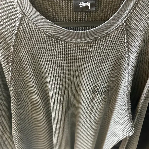 [BUNJANG] Stussy Raglan Thermal Long Sleeve Washed Black / [M] 스투시 래글런 써멀 롱슬리브 워시드 블랙