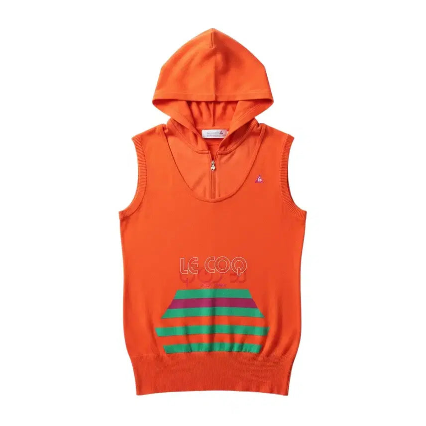 [BUNJANG] Le Coq Sportif Women's Golf Hooded Vest OR / 여성M/ 르꼬끄 반집업 골프 후드조끼OR 25-115