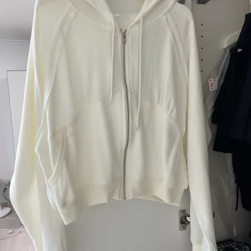 [BUNJANG] Tanatt Essential Waffle Zip-Up Hoodie Ivory / 새상품) 타낫 에센셜 와플 후드집업 아이보리