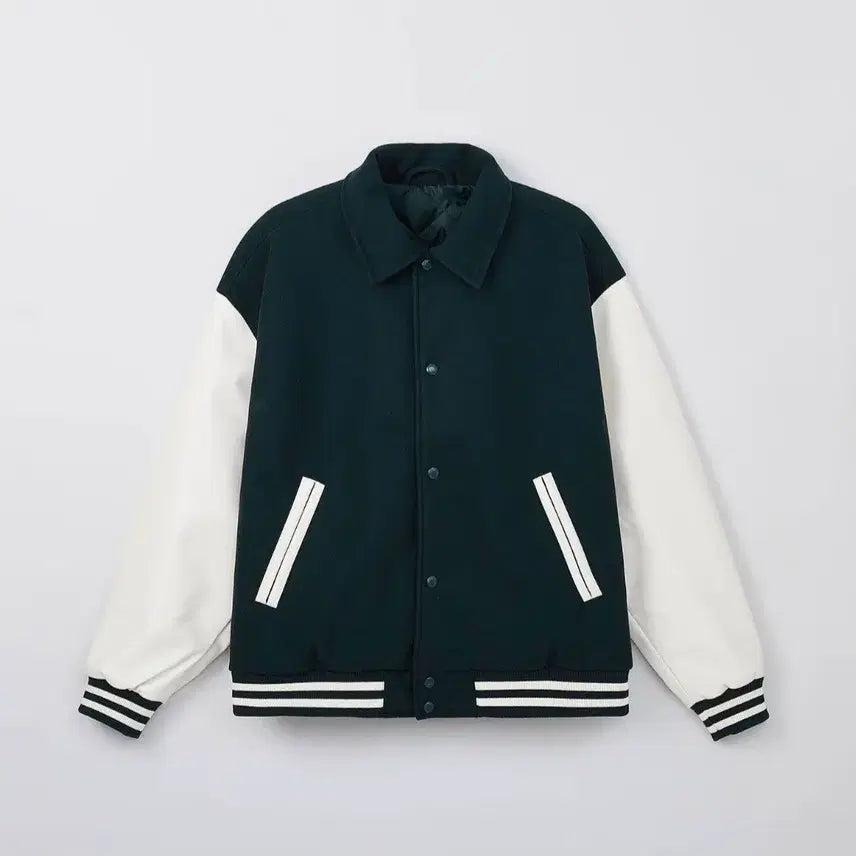 [BUNJANG] Spao Dark Green Varsity Jacket New With Tags / 스파오 다크그린 바시티자켓 택채새상품