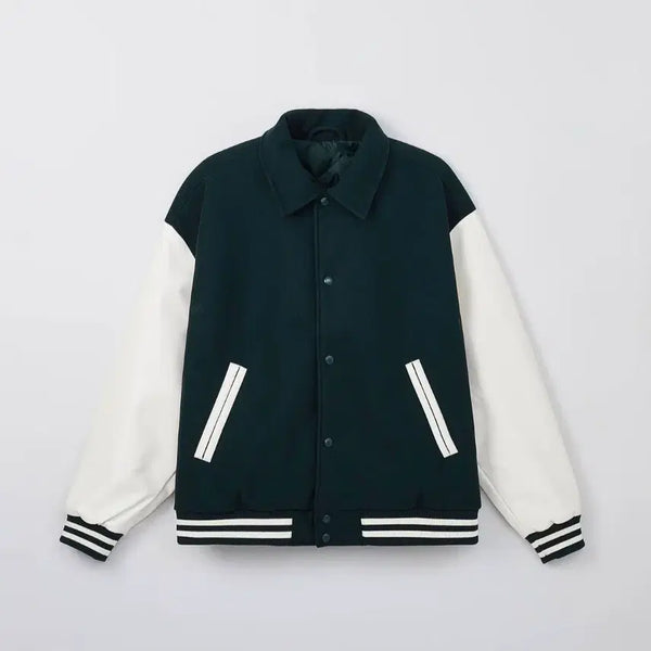 [BUNJANG] Spao Dark Green Varsity Jacket New With Tags / 스파오 다크그린 바시티자켓 택채새상품