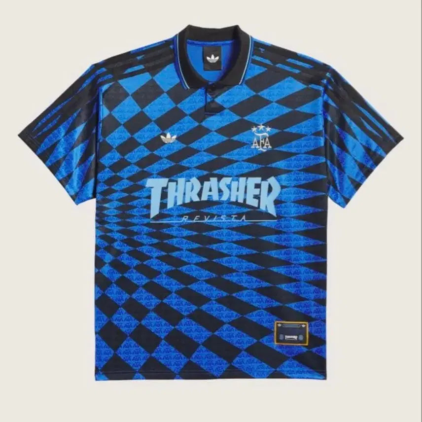 [BUNJANG] Adidas x Thrasher x Argentina Jersey Black Blue / 아디다스 x 트레셔 x 아르헨티나 저지 블랙 블루