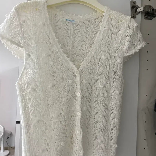 [BUNJANG] Thanat Crochet Half Cardigan / 타낫 크로셰하프가디건