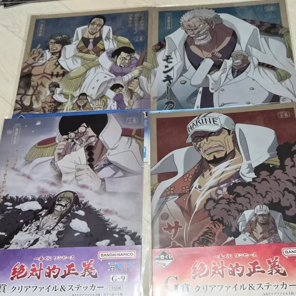 [BUNJANG] One Piece Absolute Justice Clear File & Sticker Bundle Set (4 Items) / 원피스 절대적 정의 클리어 파일&스티커 4set일괄 가격