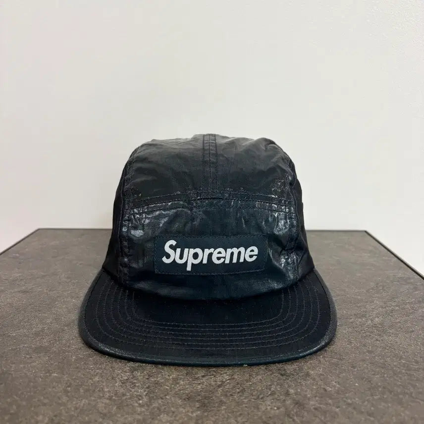 [BUNJANG] Supreme Box Logo Coated Linen Camp Cap Hat / (OS) 슈프림 박스로고 캠프캡 모자 코티드 린넨 블루리쉬 그린