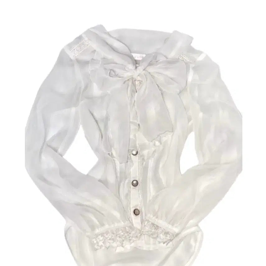 [BUNJANG] Liz Lisa Ribbon Lace Blouse White Hime Gyaru Lolita Style / Liz lisa 리본 블라우스 화이트 리즈리사 레이스 히메갸루 로리타