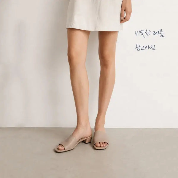 [BUNJANG] H&M Women's Low Heel Mule Slippers Beige Size 37 (235-240) / H&M 뮬 슬리퍼 로우힐 37(235~240)