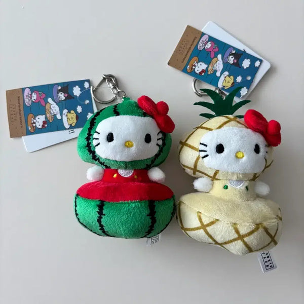 [BUNJANG] Hello Kitty Watermelon Pineapple Plush Charm Set / 헬로키티 수박 파인애플 인형 키링