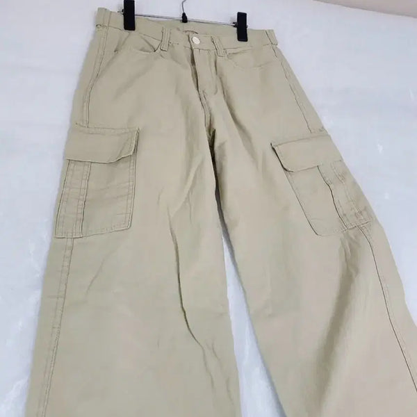 [BUNJANG] Beige Cargo Wide Pants / 베이지 카고 와이드 팬츠