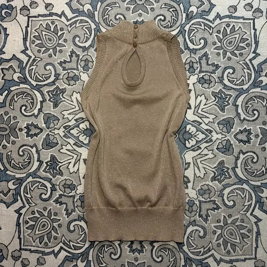 [BUNJANG] Vintage Gold Glitter Halter Sleeveless Top / Japanese 빈티지 골드 글리터 홀터 슬리브리스나시