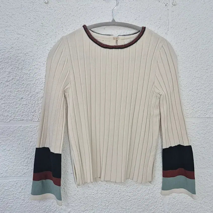 [BUNJANG] SJSJ Ribbed Colorblock Knit Sweater / 한섬 sjsj 골지 배색 니트