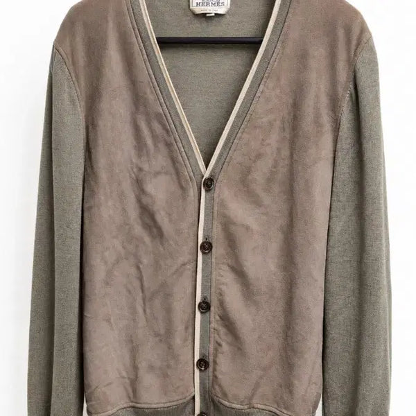 [BUNJANG] Hermes Men's Goat Suede Knit Cardigan / (정품인증)에르메스 남성 고트스킨 스웨이드 니트 가디건