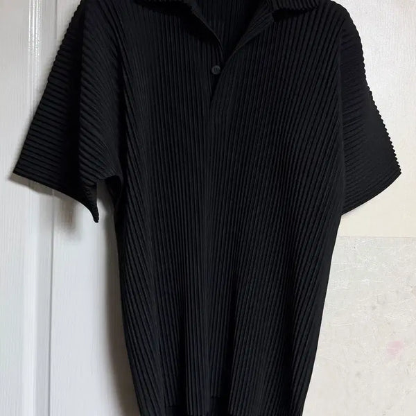 [BUNJANG] Homme Plissé Issey Miyake Monthly Oversized Black Short Sleeve Polo Shirt Size 4 / 옴므플리세 먼슬리 오버사이즈 블랙 반팔 카라티 4