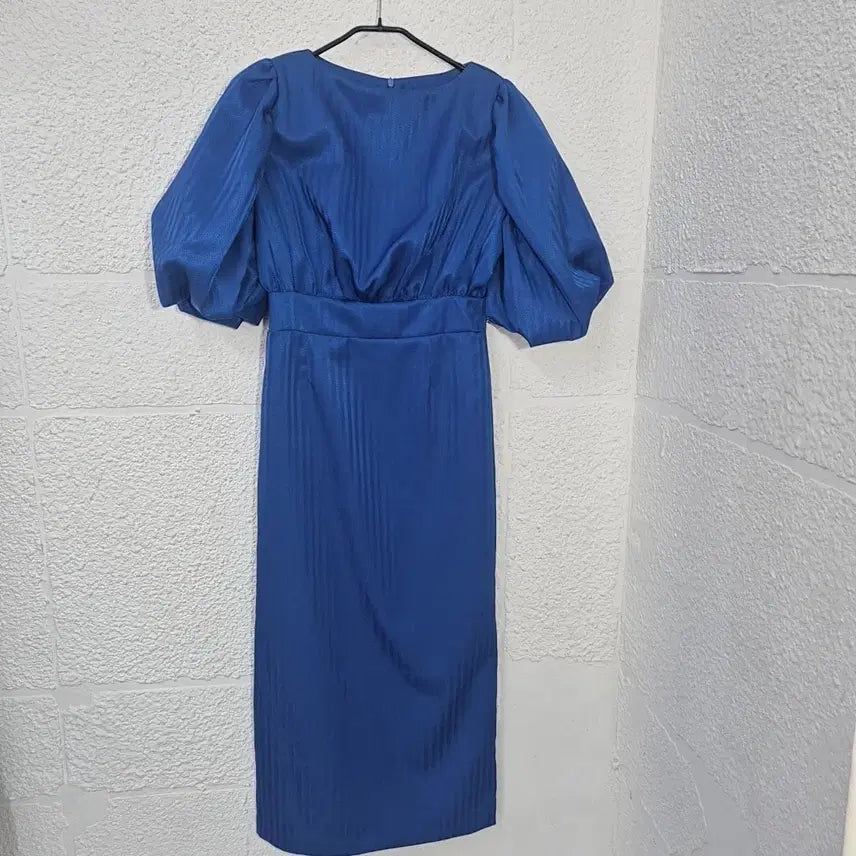 [BUNJANG] Dint Blue Puff Sleeve Pintuck Dress / 딘트 블루 퍼프 소매 핀턱 원피스