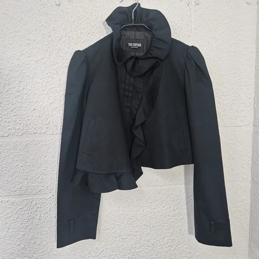 [BUNJANG] The Centaur Frill Asymmetrical Black Jacket / 더센토르 프릴 블랙 언발 자켓
