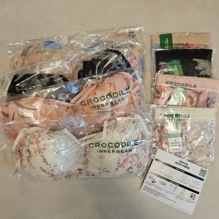 [BUNJANG] Crocodile Women's Airy Fit Wireless & Hookless Bra and Panty Set (4-Piece) / (새옷) 크로커다일 감탄브라+팬티 4세트
