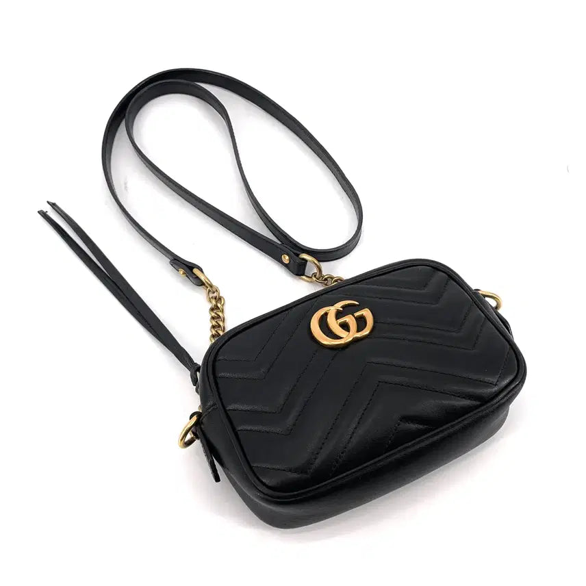 [BUNJANG] Gucci Matelassé Mini Crossbody Bag 448065 Black Leather / 구찌 마틀라세 미니 크로스백 448065