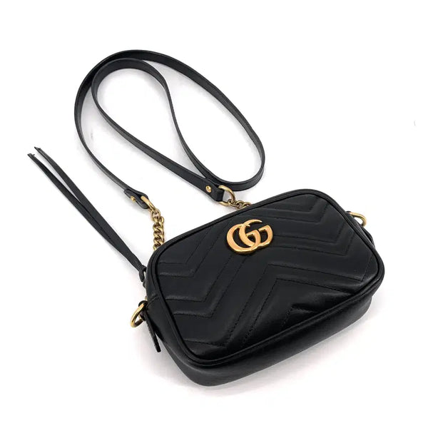 [BUNJANG] Gucci Matelassé Mini Crossbody Bag 448065 Black Leather / 구찌 마틀라세 미니 크로스백 448065