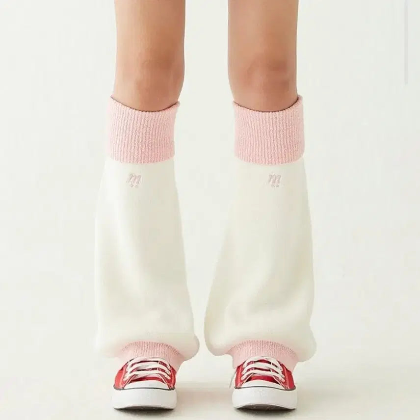 [BUNJANG] MSKN2ND Knit Leg Warmers (Ivory/Pink) / 새상품)문수권세컨mskn2nd 니트 레그 워머 아이보리 핑크