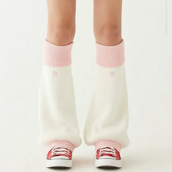 [BUNJANG] MSKN2ND Knit Leg Warmers (Ivory/Pink) / 새상품)문수권세컨mskn2nd 니트 레그 워머 아이보리 핑크
