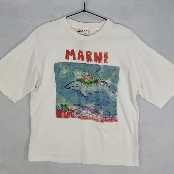 [BUNJANG] Marni Dolphin Print Short Sleeve T-Shirt White / 마르니 돌고래 프린팅 반팔 티셔츠 화이트
