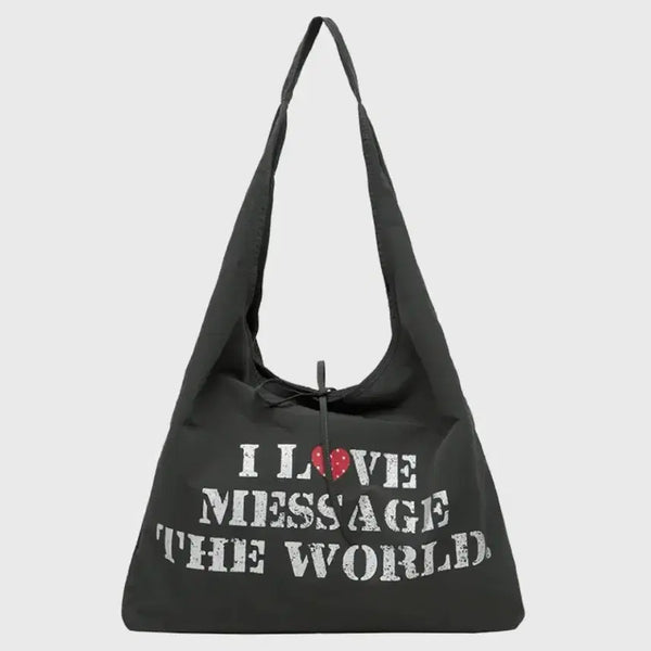 [BUNJANG] AMESS WORLDWIDE Lettering Casual Hobo Bag / 아메스 월드와이드 레터링 캐주얼 호보백