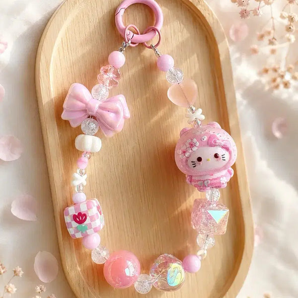 [BUNJANG] DIY Kitty Flower Handmade Phone Strap Bag Strap / DIY 꽃키티 수제 핸드폰스트랩 가방스트랩