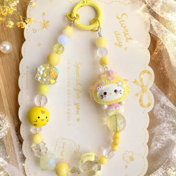 [BUNJANG] Handmade Kitty Cellphone Strap with Chick Charms / DIY 수제 키티 핸드폰 가방 스트랩