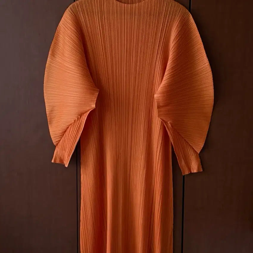 [BUNJANG] Pleated Long Dress Orange / 플리츠 롱 원피스 오렌지