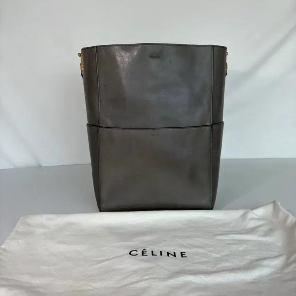 [BUNJANG] Celine Sangle Bag Grey Leather Tote Shoulder Bag / 정품 셀린느 상글백 그레이 토트백
