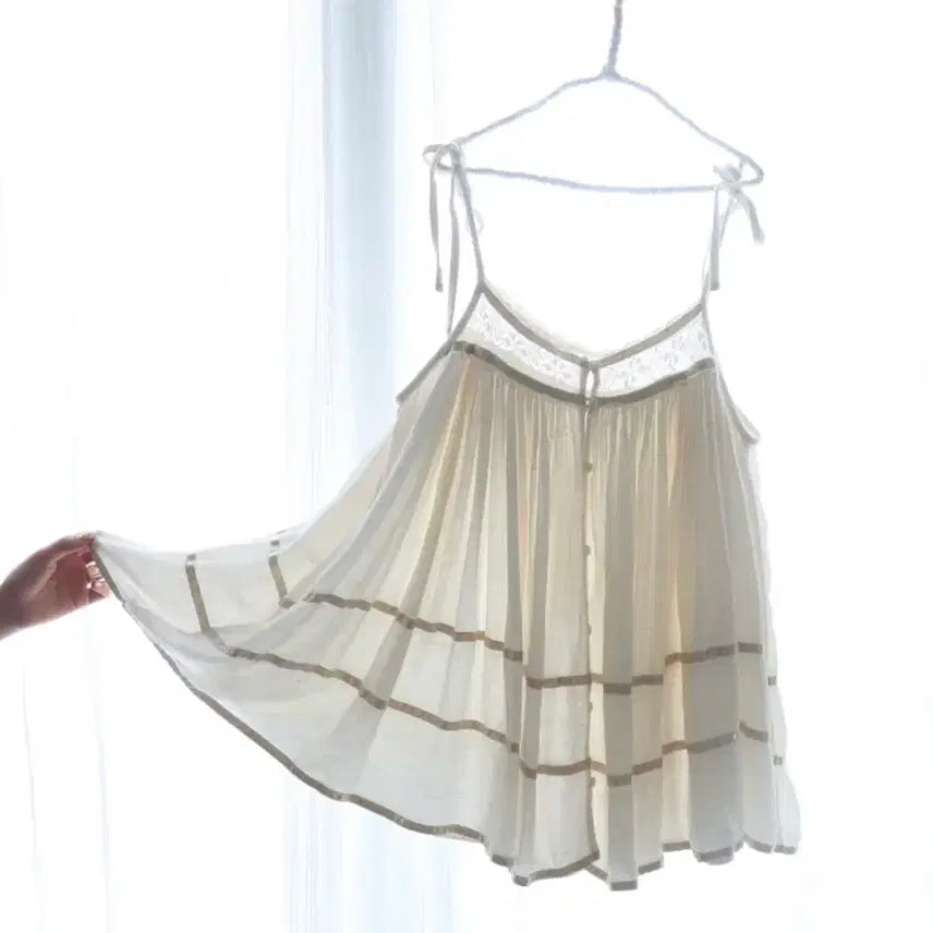[BUNJANG] Beams Boy Satin Tape Gather Camisole / 빔즈 사틴 캐미솔