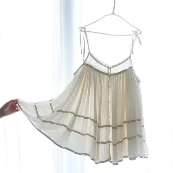 [BUNJANG] Beams Boy Satin Tape Gather Camisole / 빔즈 사틴 캐미솔