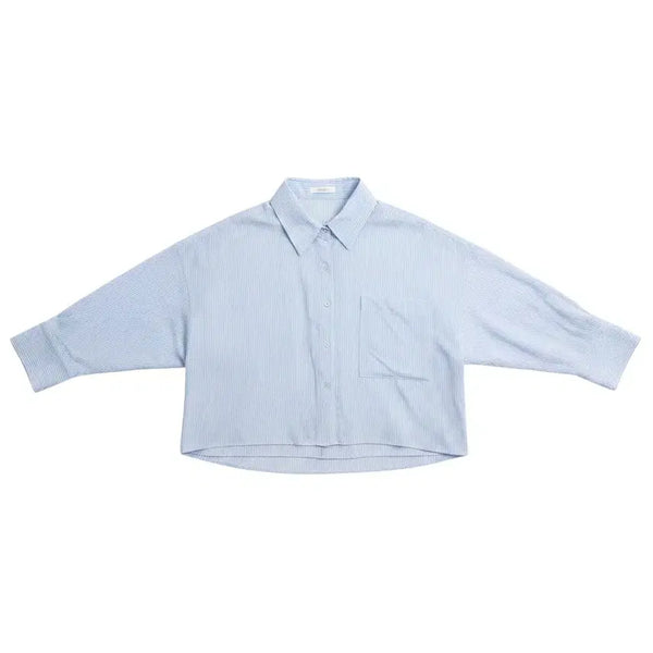 [BUNJANG] Women's Autumn Striped Oversized Shirt / 여성F/ Autumm 스트라이프 오버핏 셔츠 25-132