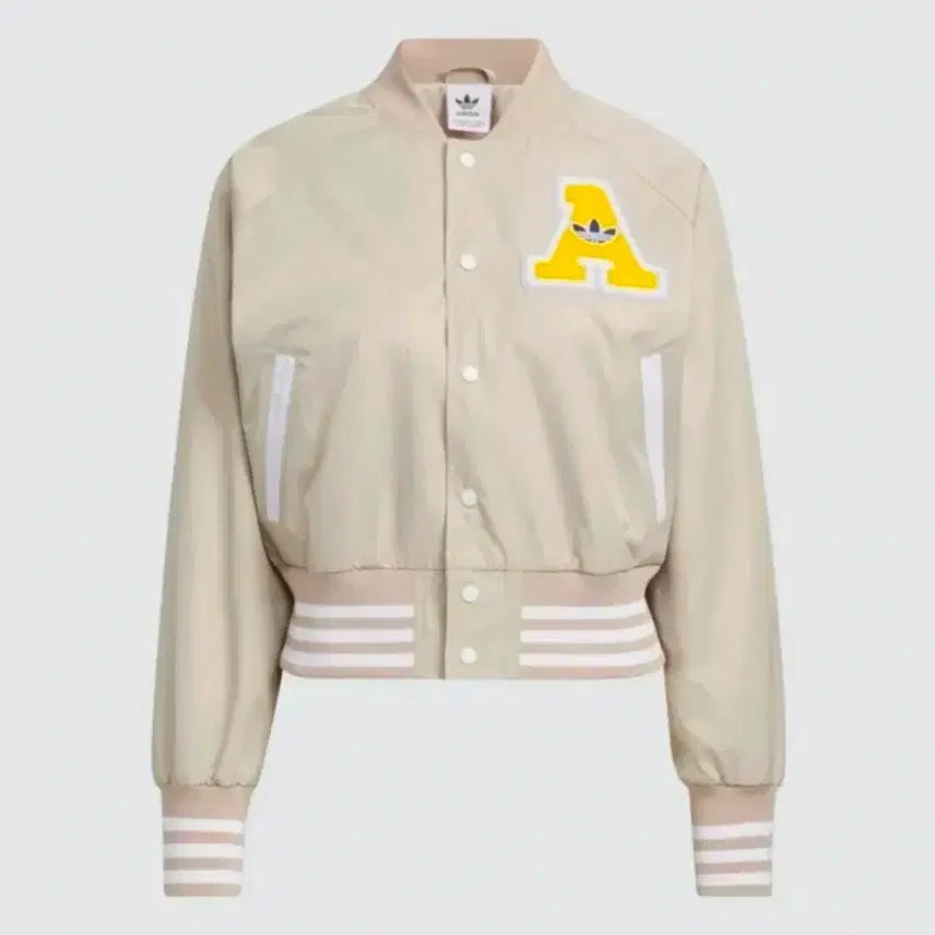 [BUNJANG] Adidas Beige Varsity Jacket S / [정품] 아디다스 베이지 바시티 자켓 S